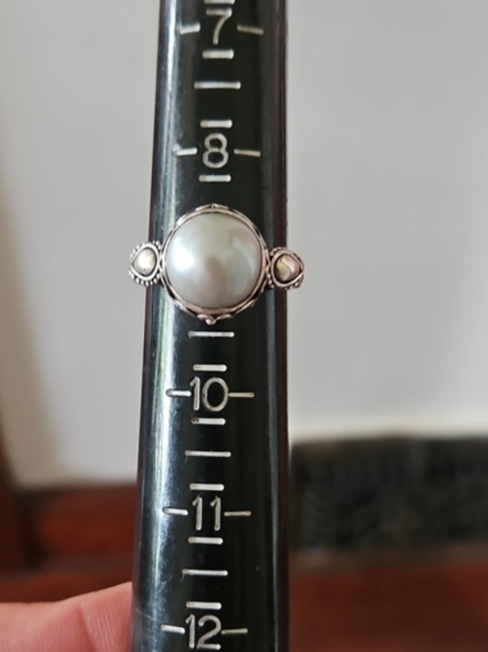 Sterling Silver Pearl Ring - White Pearl Accent
